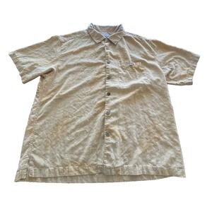 Boca Classics Island Wear 100% Silk Yellow Floral Sz X-Large XL‎ Button Up Shirt